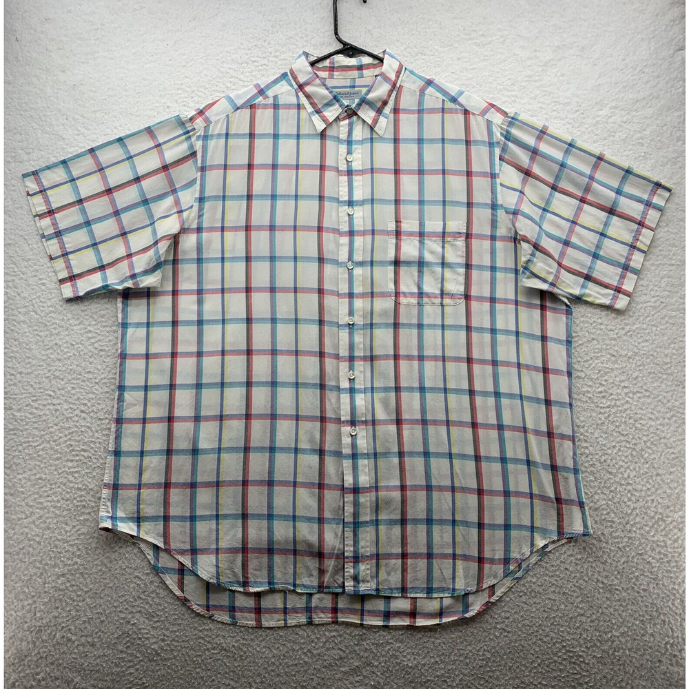 Bullock & Jones Button Up Shirt Mens XL San Fran Rainbow Check‎ Preppy USA Made